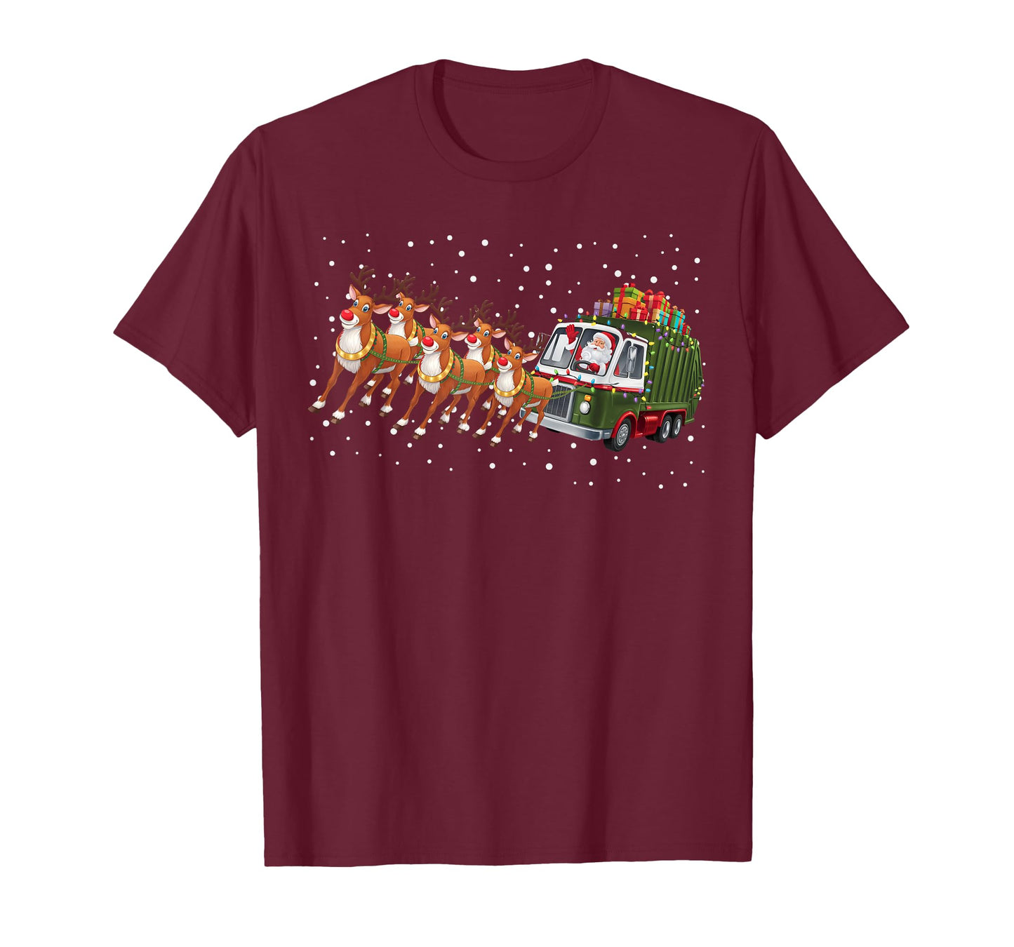 Garbage Truck Santa Sleigh Reindeer Christmas Kids Toddler T-Shirt