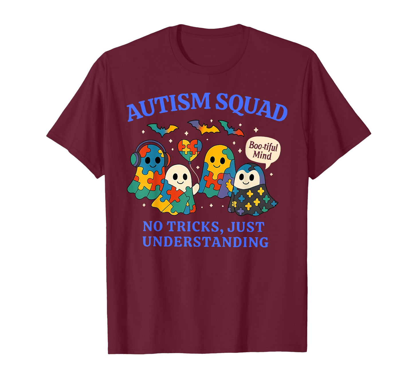 Autism Squad Puzzle Ghost Halloween Autism Awareness Teacher T-Shirt