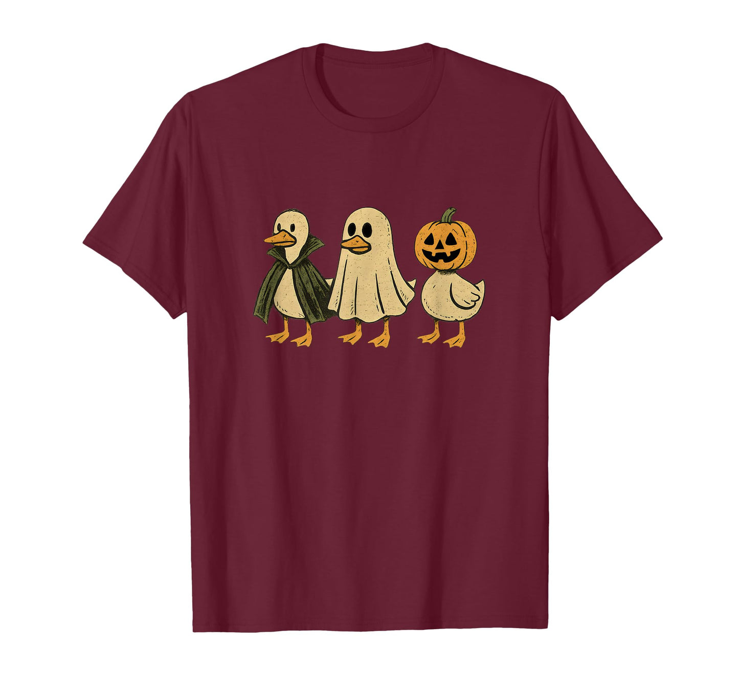 Duck Duck Boo Ghost Vampire Pumpkin Goose Retro Halloween T-Shirt