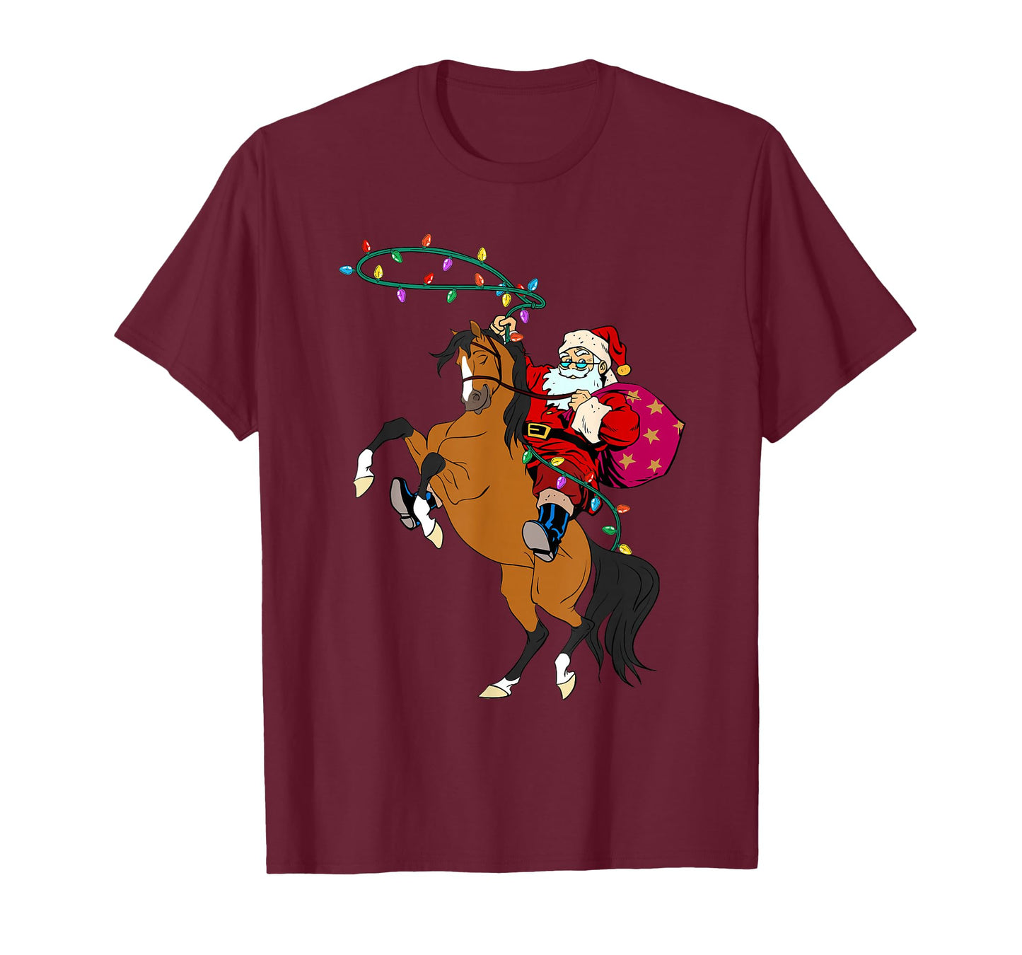 Cowboy Santa Claus Riding A Horse Christmas Cowboy Kids Boys T-Shirt