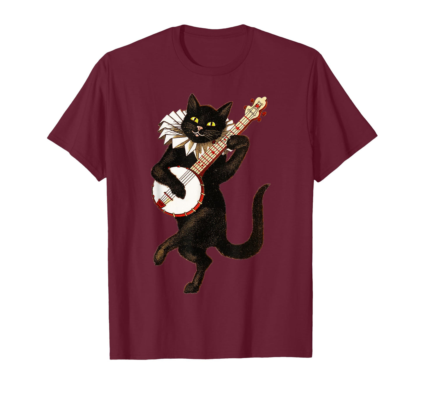 Vintage Silly Weird Cat Playing Banjo Country Cat Lover T-Shirt