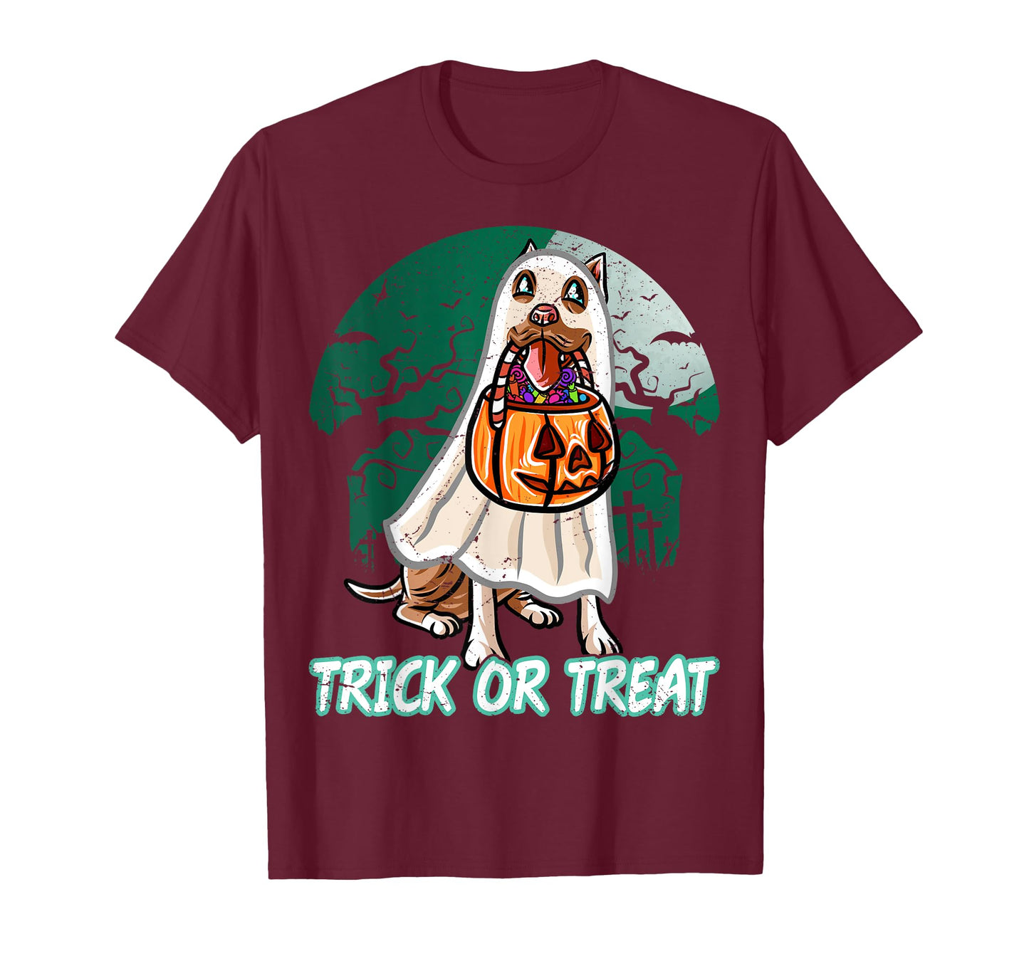 Pitbull Pittie Happy Halloween Costume Ghost T-Shirt