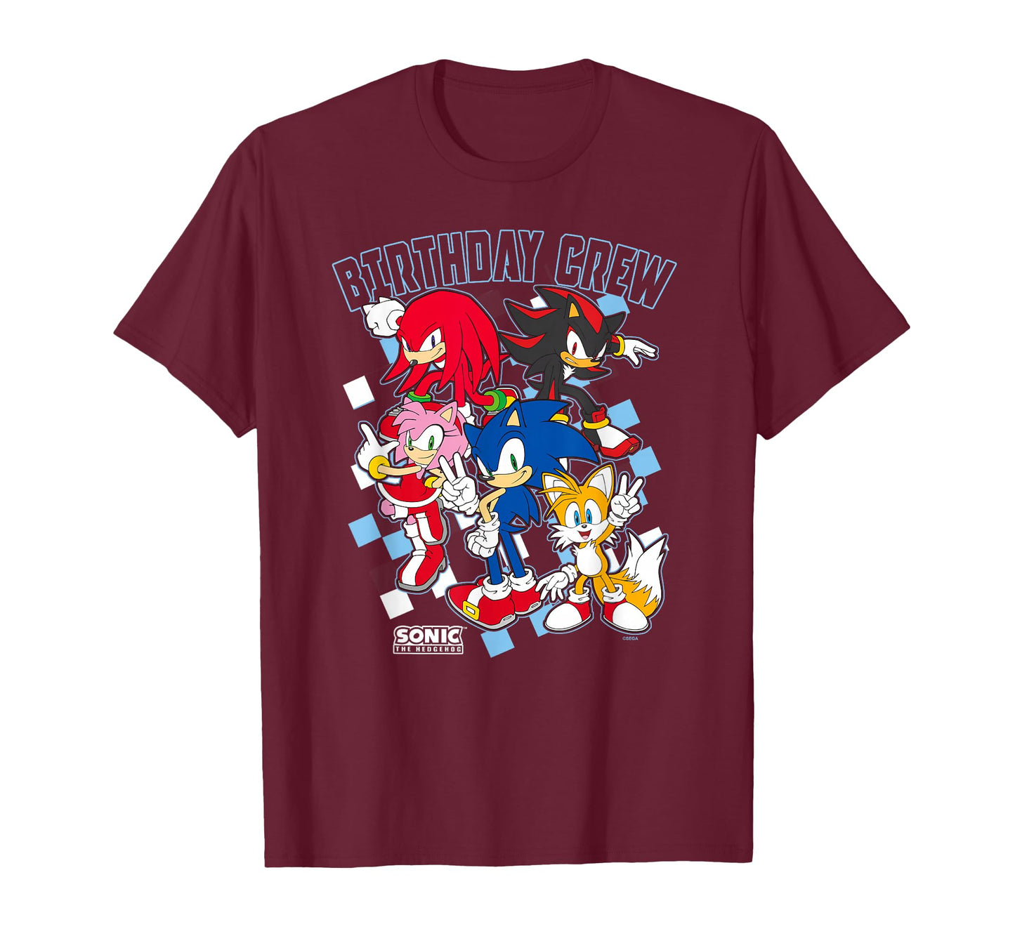 Sonic The Hedgehog Birthday Cre Group Shot Big Chest Logo T-Shirt