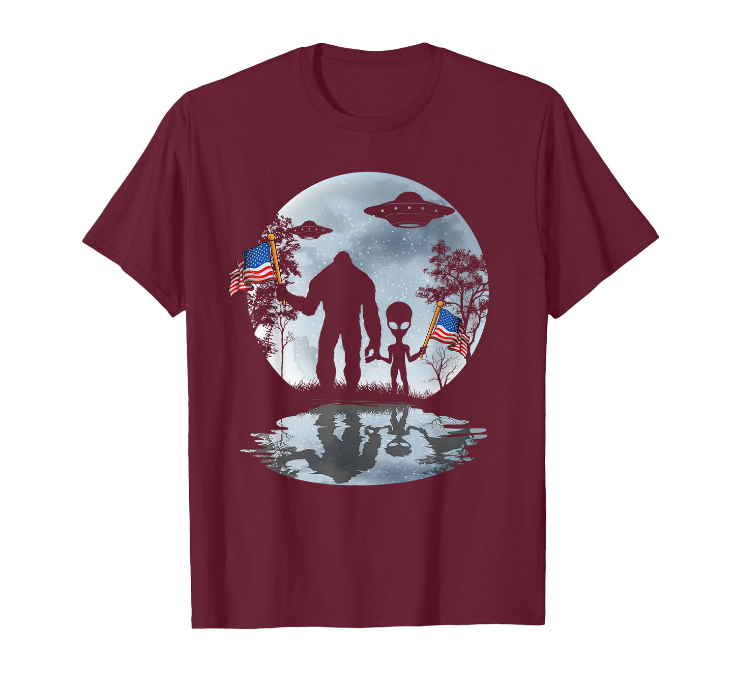 Alien Bigfoot Sasquatch UFO Extraterrestrial T-Shirt for Women Kids Men