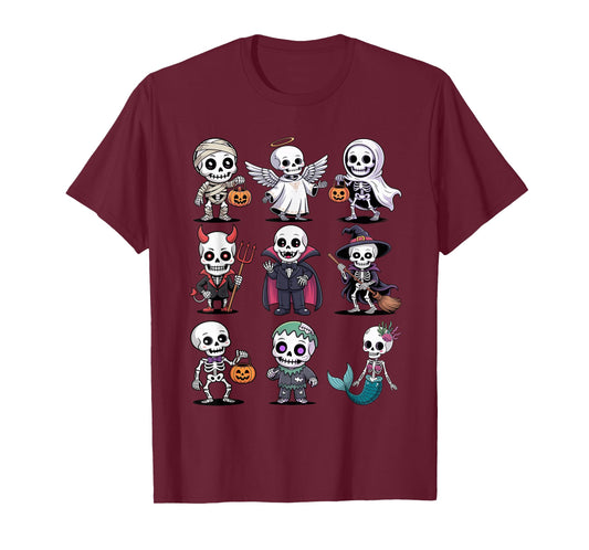 Halloween Skeleton T-Shirt - Cute Spooky Costume Group T-Shirt