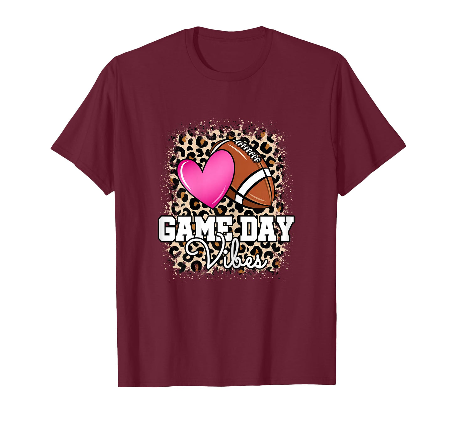 American Football Lover Game Day Leopard Football Women T-Shirt