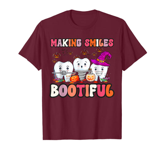 Making Smiles Bootiful Funny Ghost Dentist Halloween Dental T-Shirt