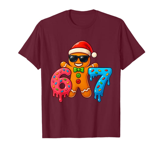 Gingerbread 67 Six Seven Ice Cream Drip Christmas Boys Kids T-Shirt