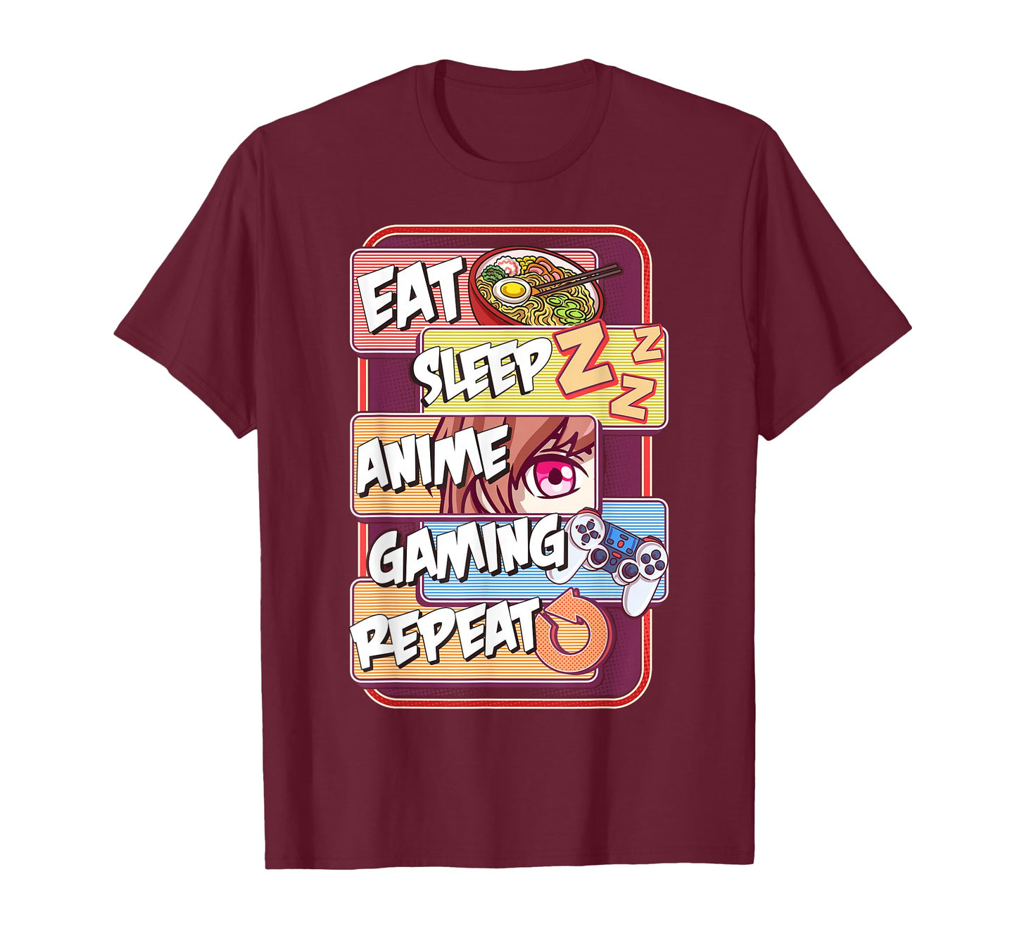 Kawaii Eat Sleep Anime Gaming Repeat T-Shirt