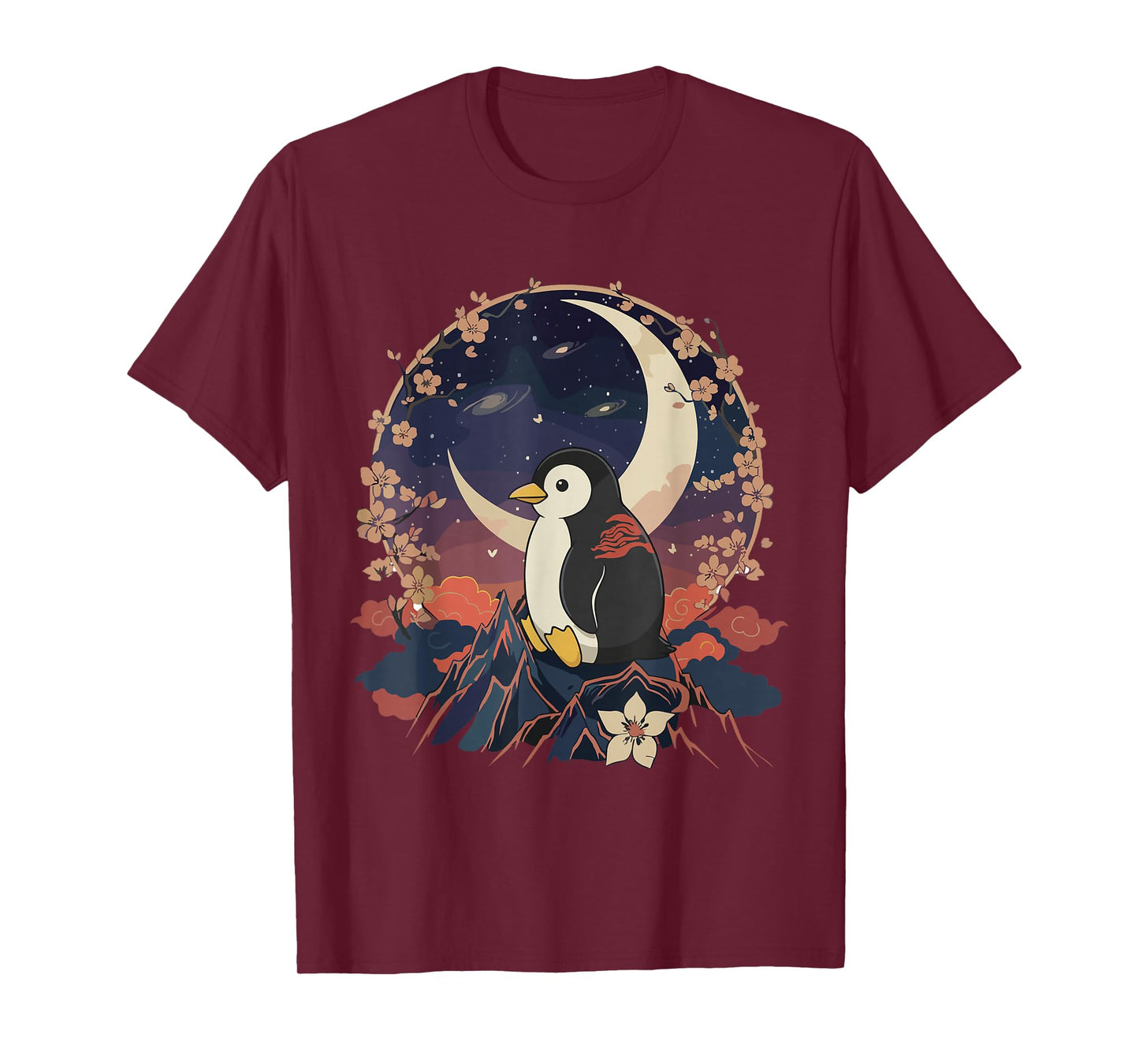 Kawaii Penguin Moon Japanese Anime T Shirts Men Women Kids T-Shirt
