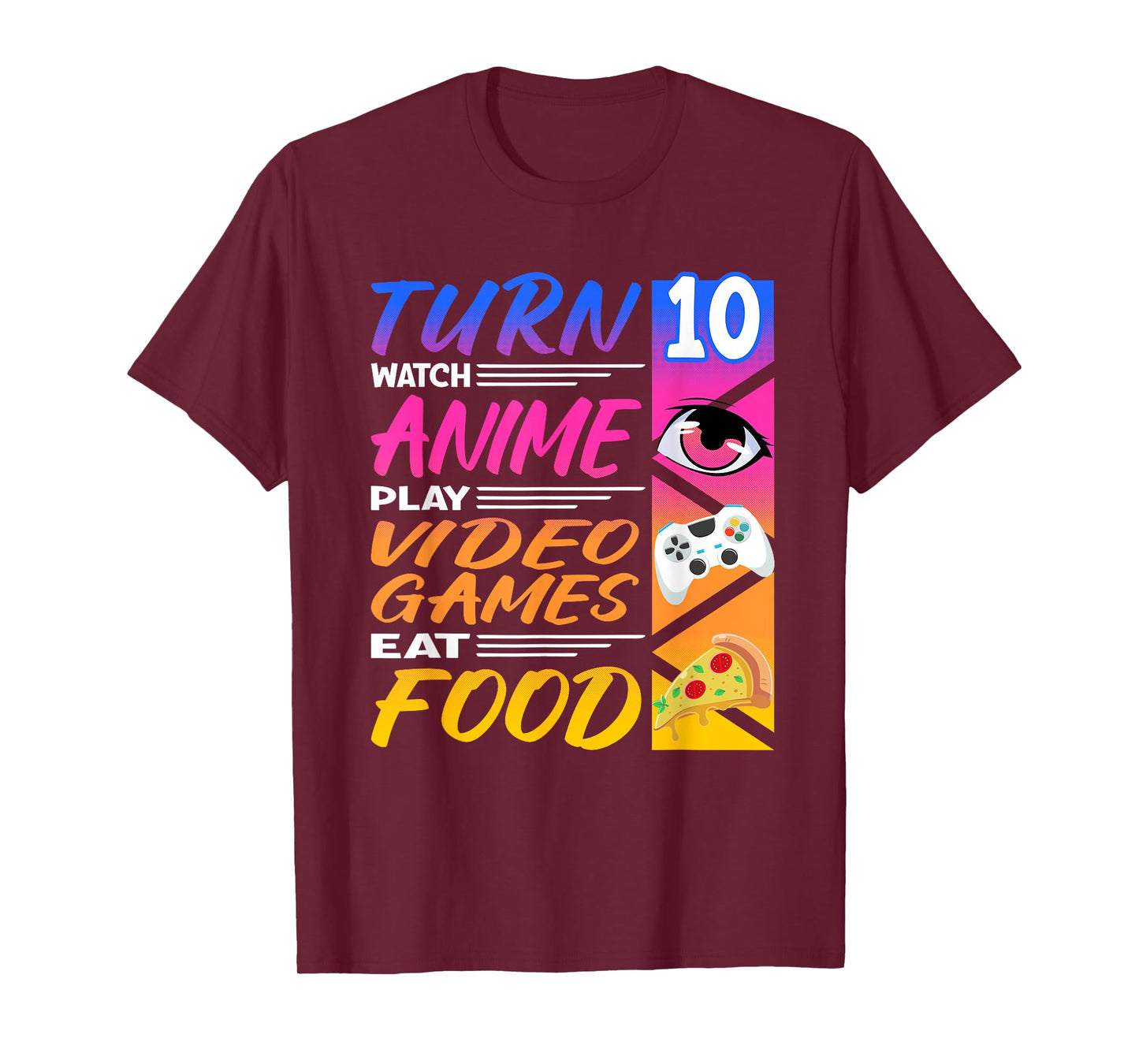 10th Birthday I Manga I Gamer I 90s Kawaii Pizza Anime T-Shirt