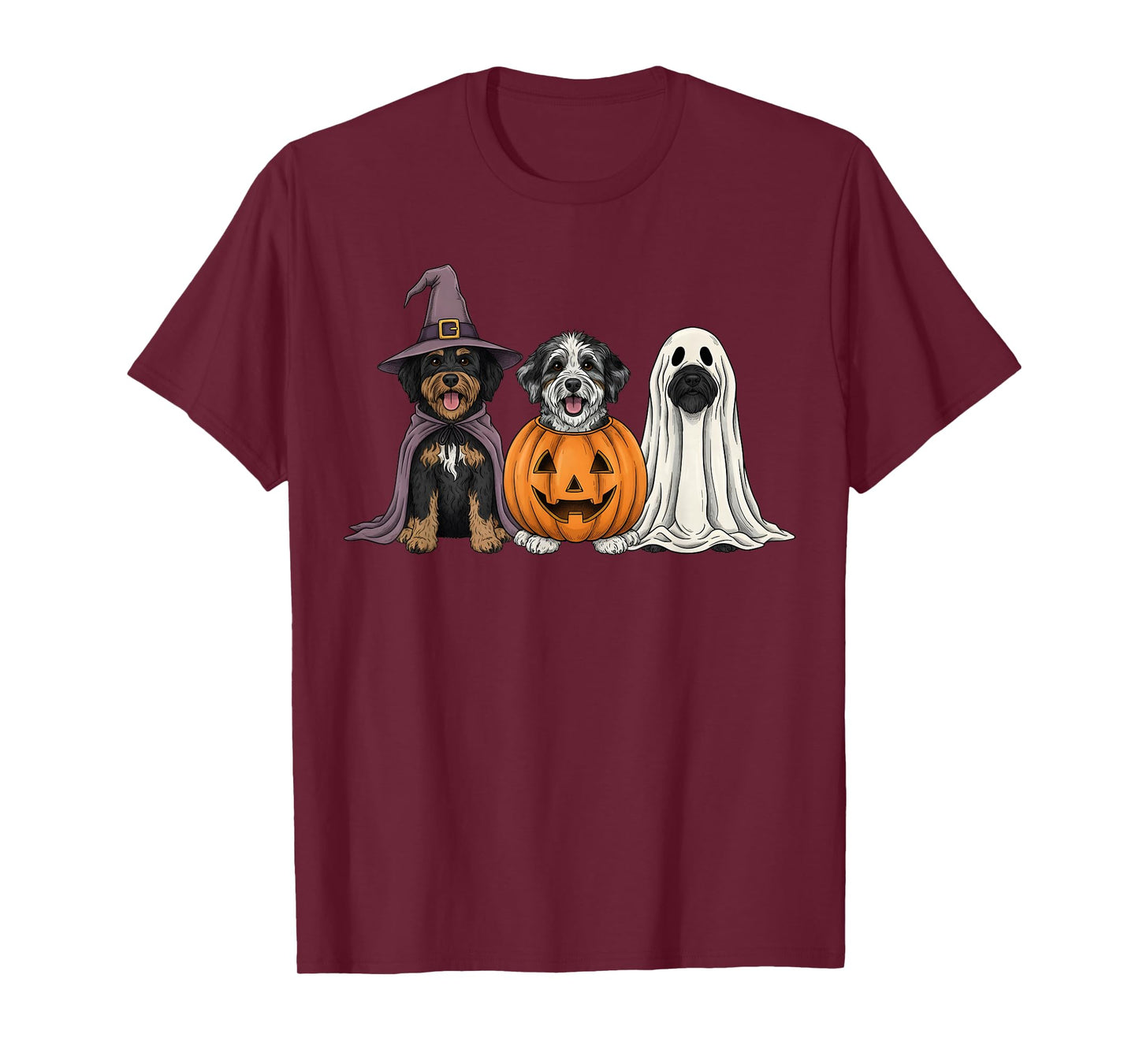Spooky Ghost Aussiedoodle Pumpkin Halloween Dog Lover T-Shirt