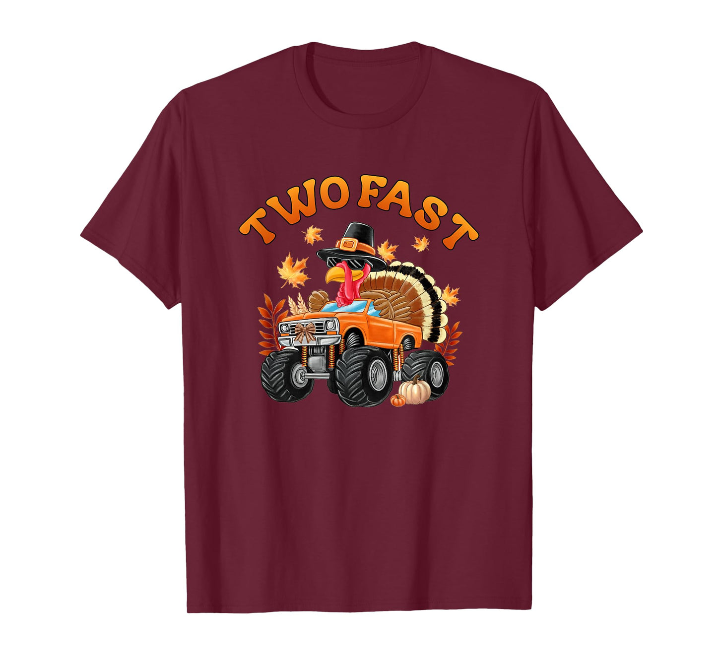 2nd Birthday Monster Truck Turkey 2 Year Old Two Wild T-Shirt