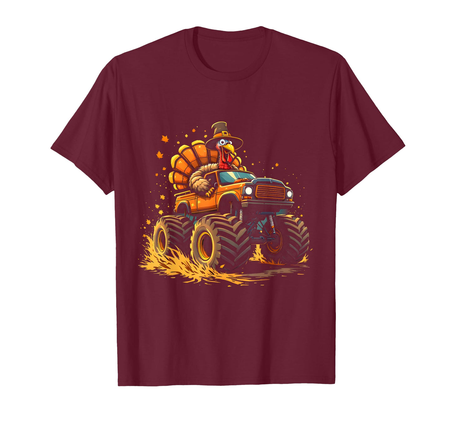Funny Thanksgiving Turkey Riding Monster Truck Men Women Boy T-Shirt