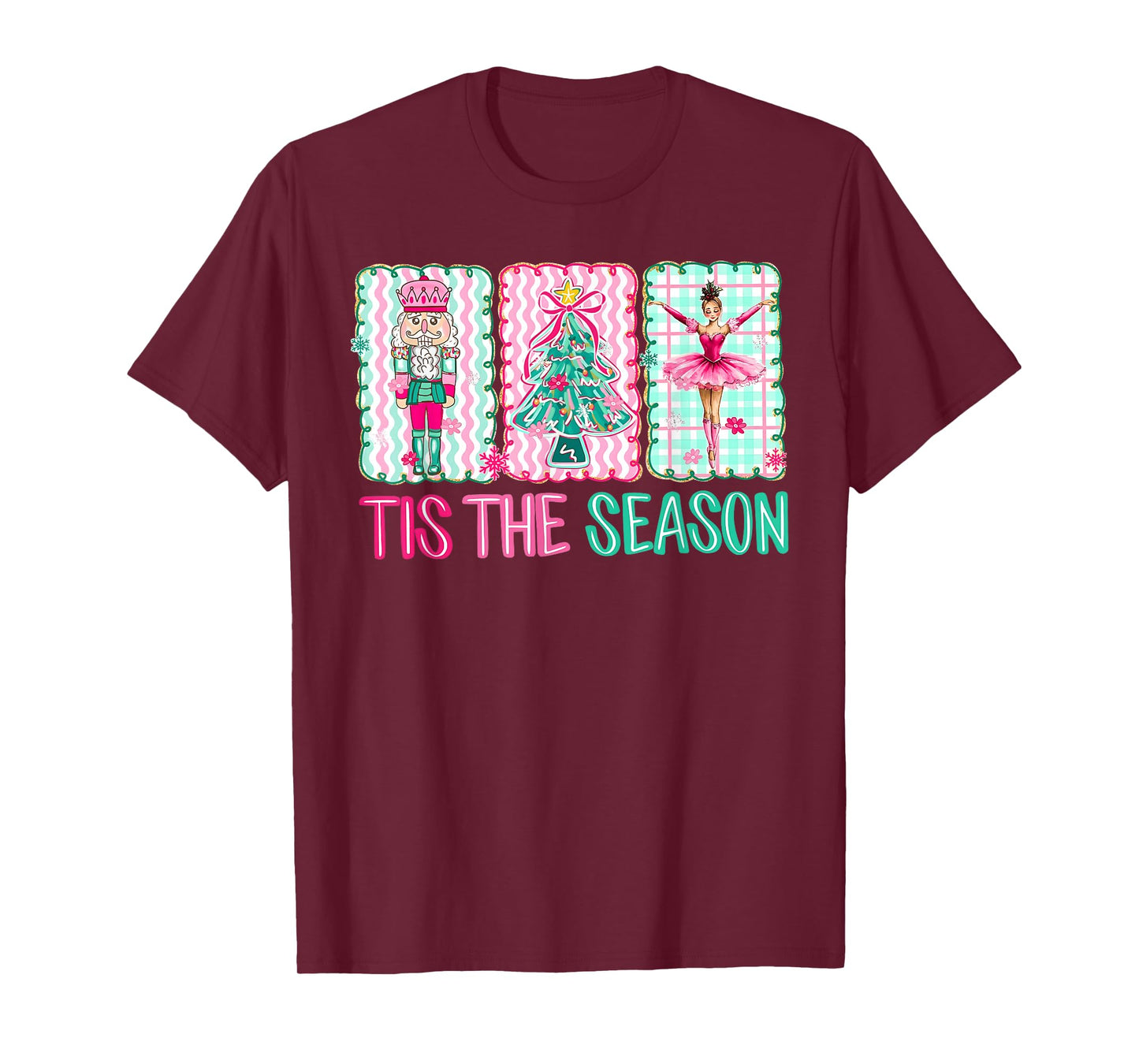 Preppy Nutcracker Ballet Dance Women Girls Christmas Tree T-Shirt
