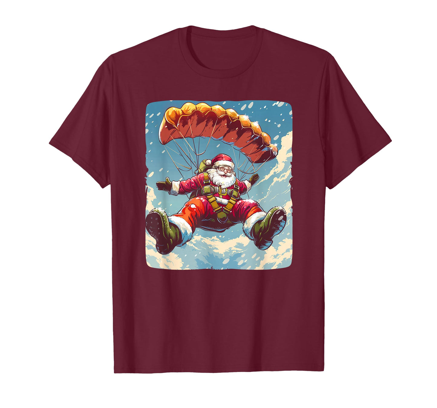 Cool Skydive Christmas with this Parachute Santa Costume T-Shirt