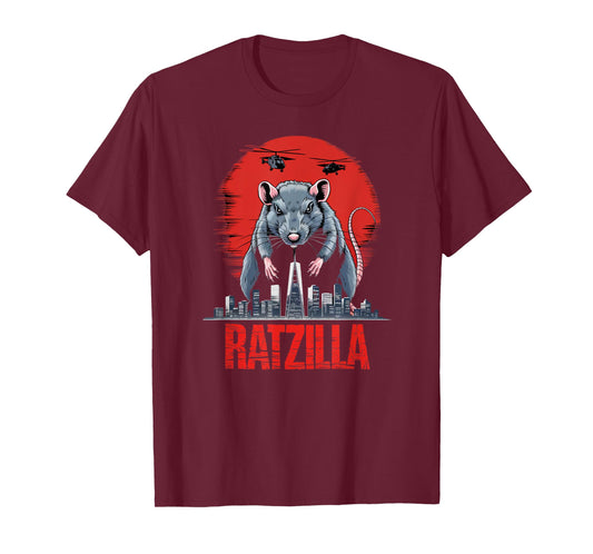 Ratzilla Giant Rat Monster City Attack Helicopters Humorous T-Shirt