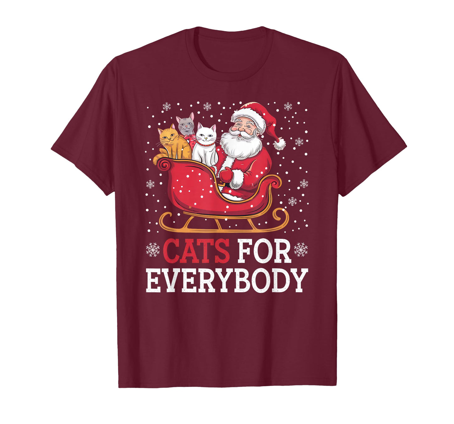 Cats for Everybody Christmas Shirt Funny Xmas Women Santa T-Shirt