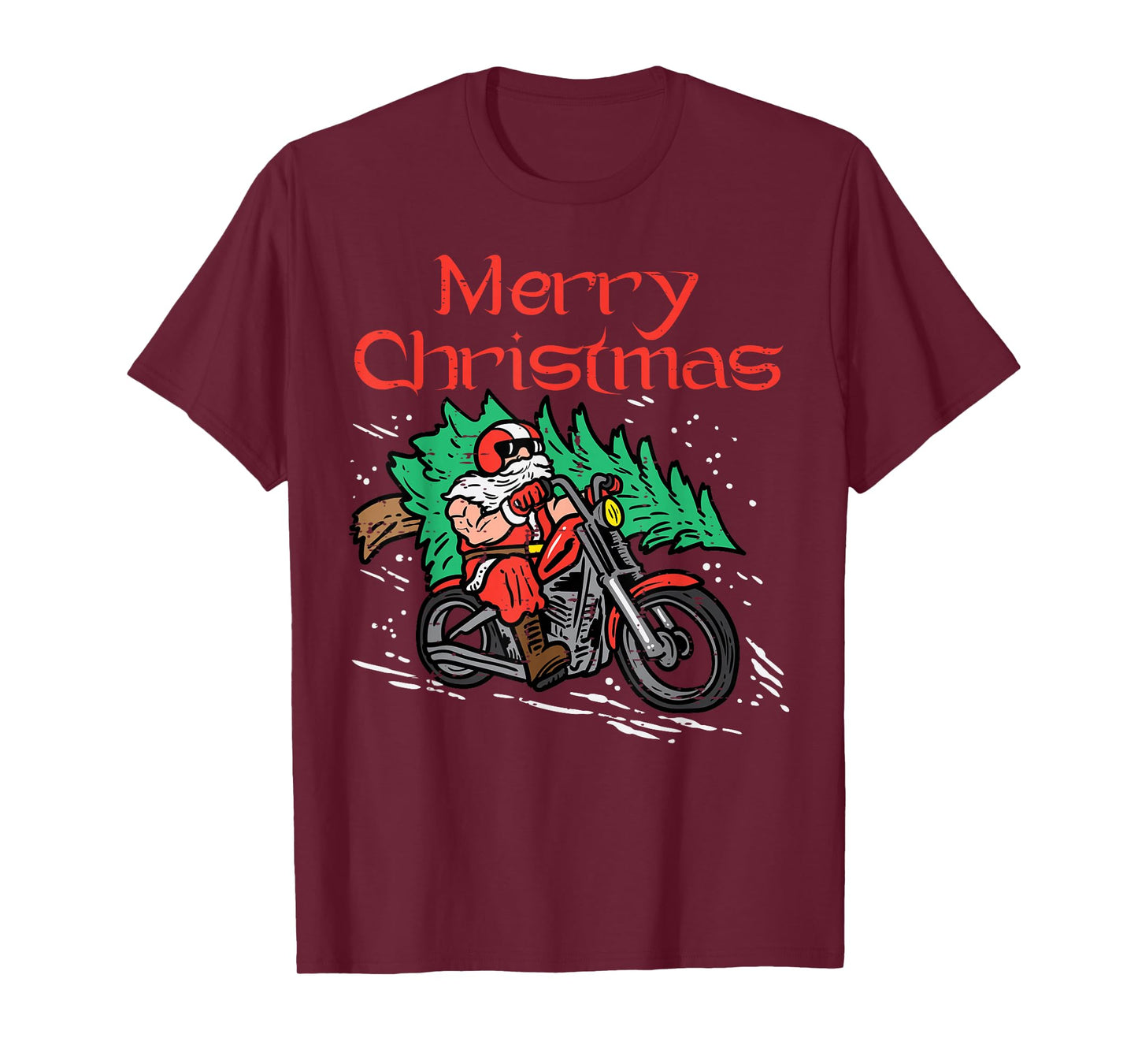 Merry Christmas Biker Santa Xmas Motorcycle Big Bike Dad Men T-Shirt