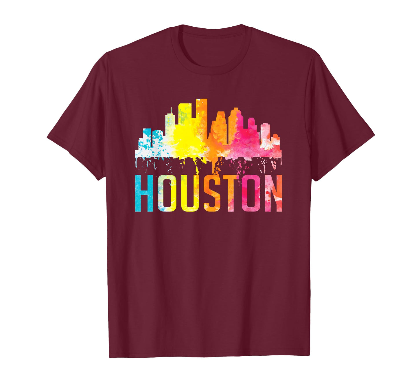 Houston Texas Watercolor Skyline Home State Souvenir Gift T-Shirt