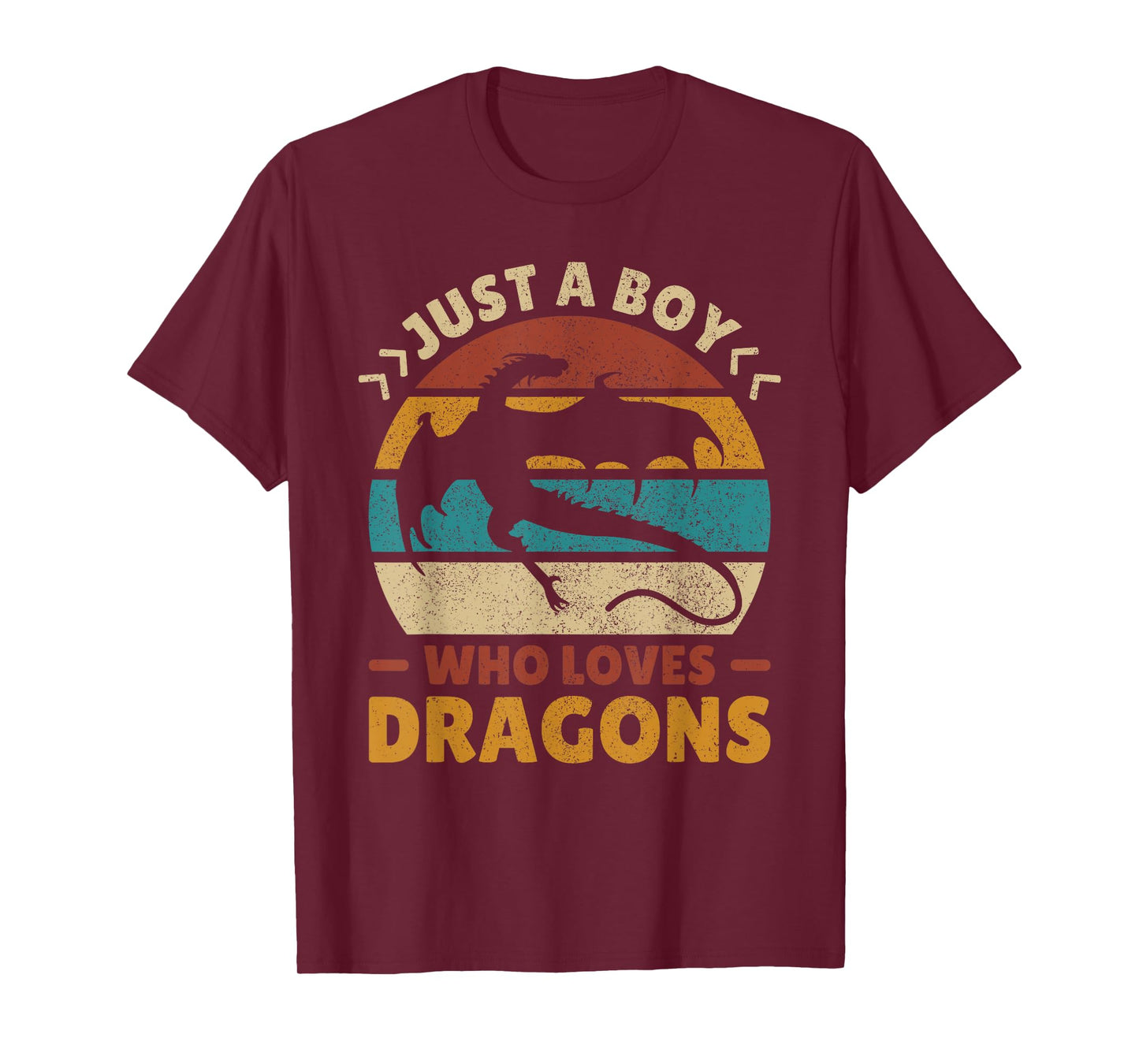 Just A Boy Who Loves Dragons Men Boys Kids Cute Retro Dragon T-Shirt