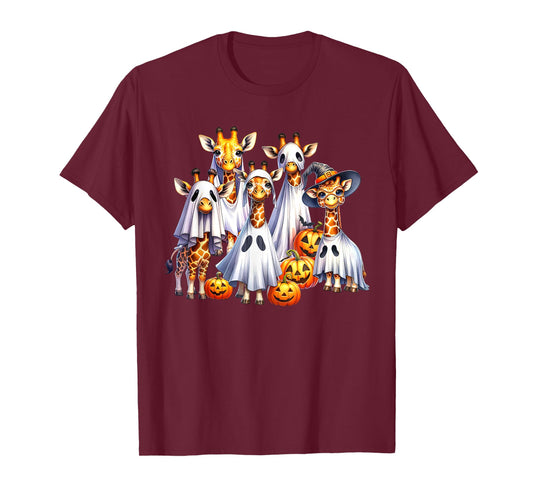 Spooky Ghost Giraffe Halloween Funny African Animal Lover T-Shirt