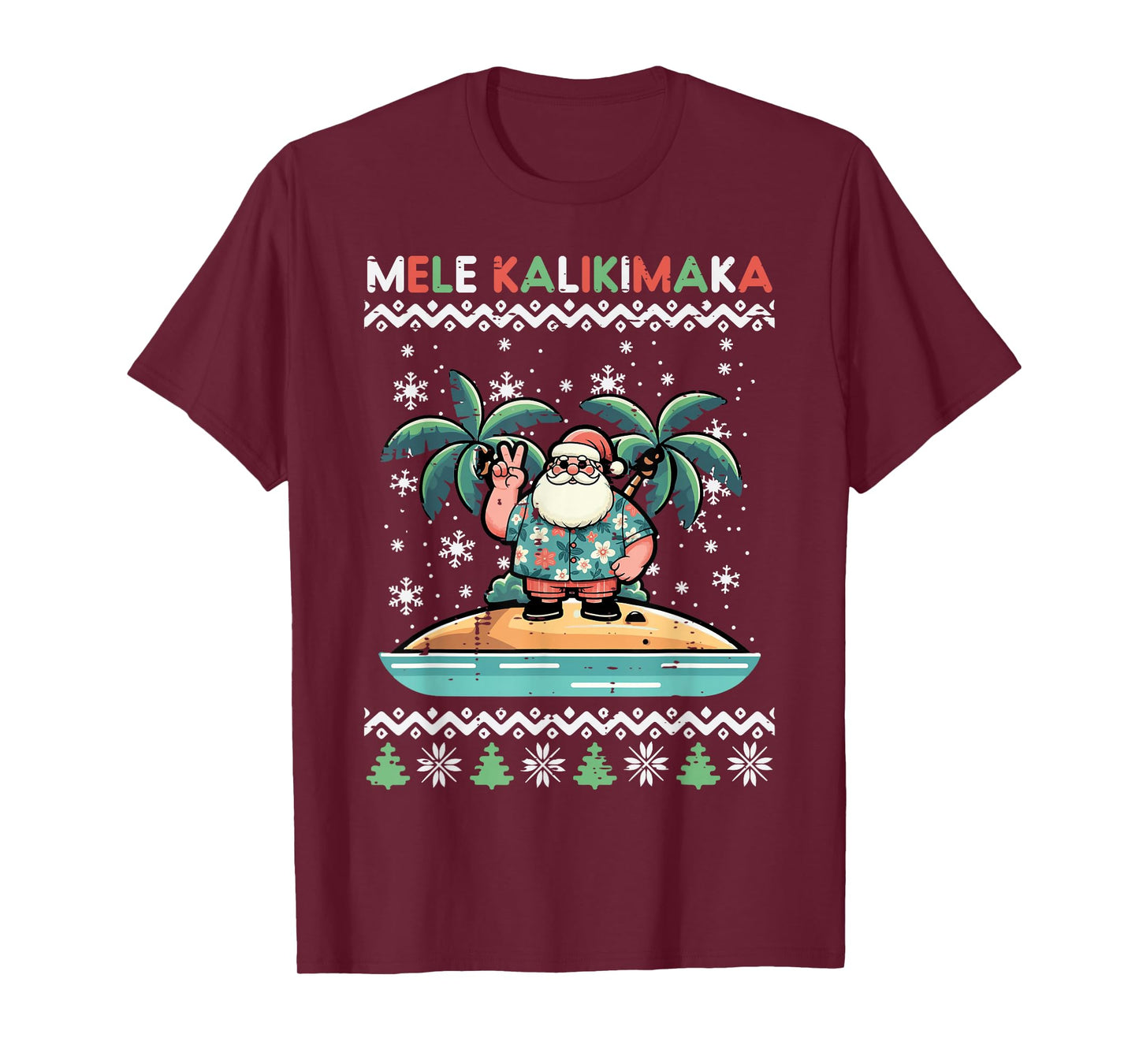 Christmas Santa Beach Mele Kalikimata Xmas Men Women Kids T-Shirt