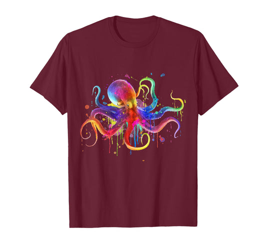 Dripping Rainbow Octopus psychedelic - Colorful Octopus T-Shirt