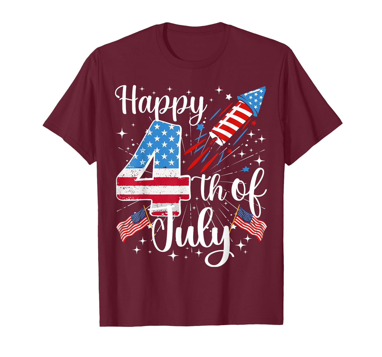 Happy 4th of July US Flag 4th of July Fireworks Women Men T-Shirt