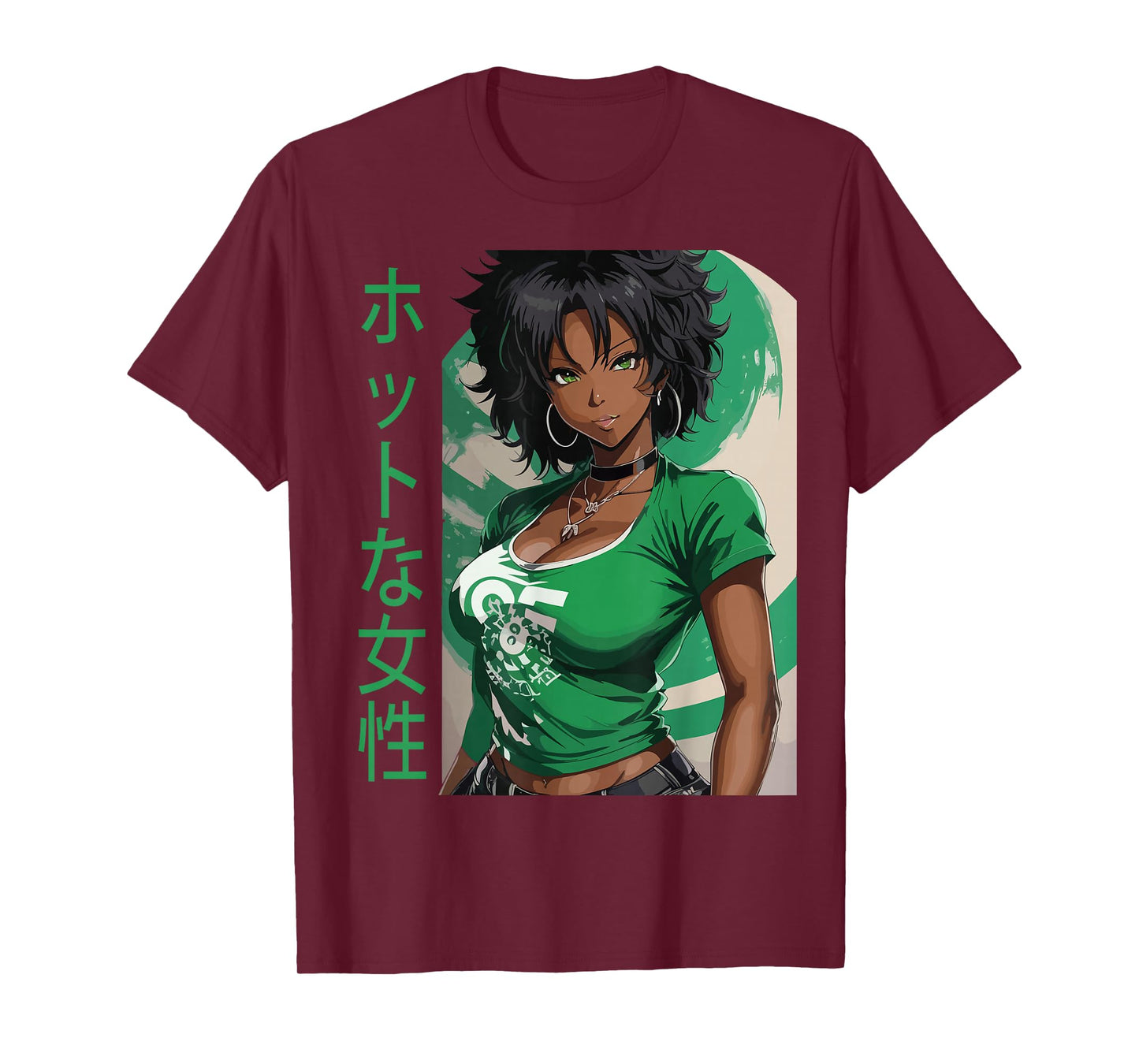 Black Anime Girl Kawaii Waifu Aesthetic Japanese Woman T-Shirt