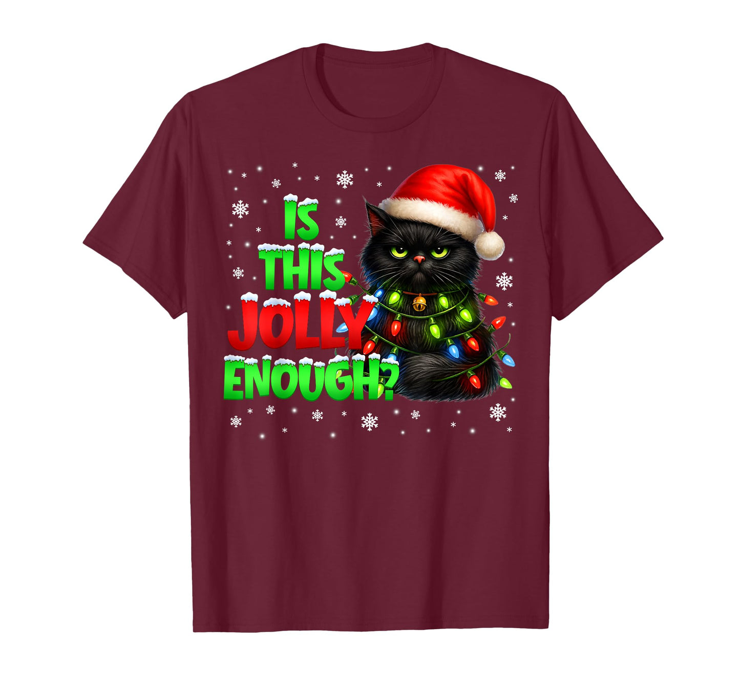 is This Jolly Enough Black Cat Pjs Christmas Xmas Men Women T-Shirt