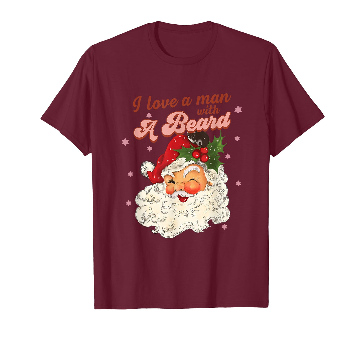 Vintage Santa Christmas I Love A Man With A Beard T-Shirt