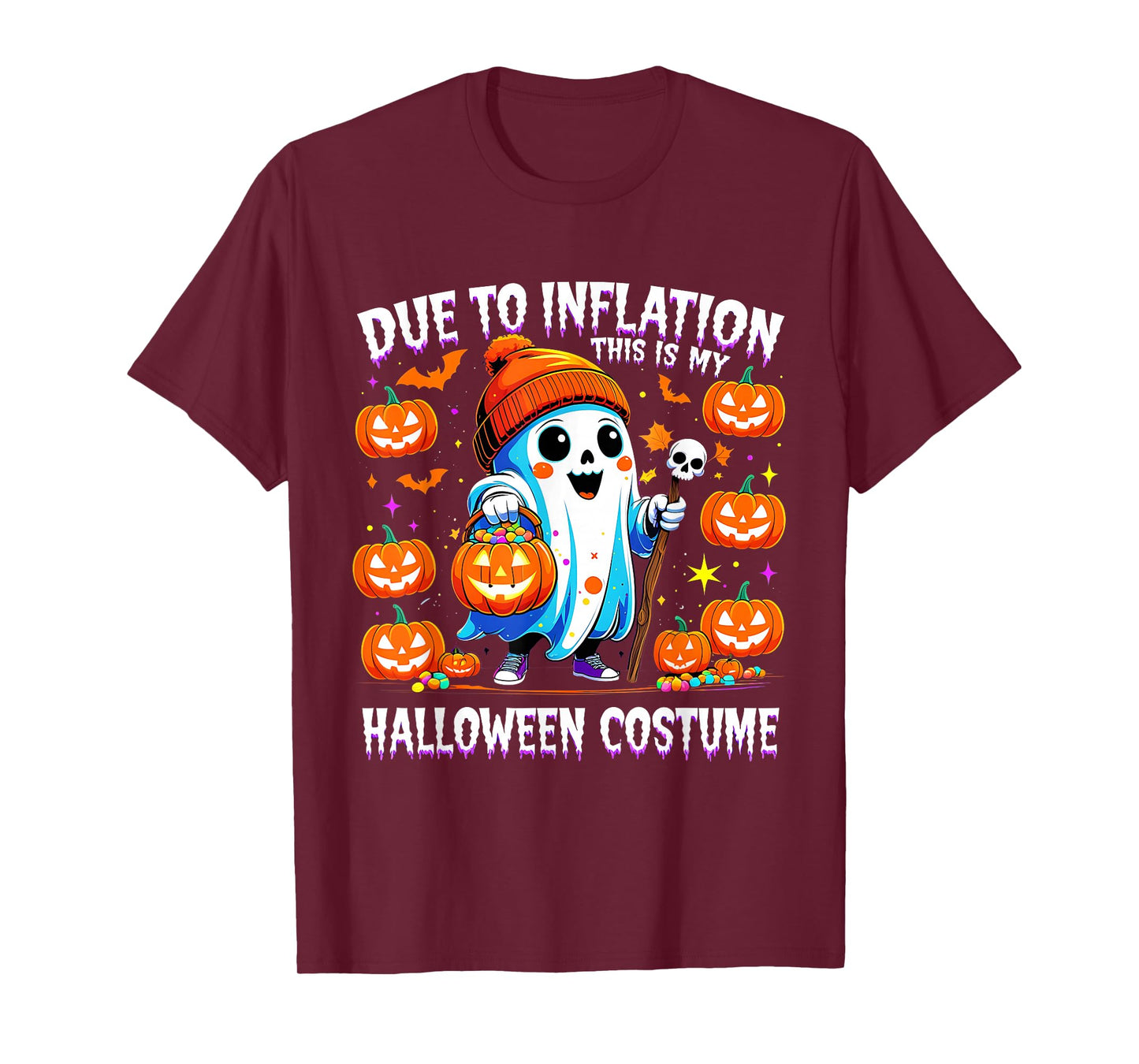 Due to Inflation Funny Ghost Halloween Costume T-Shirt