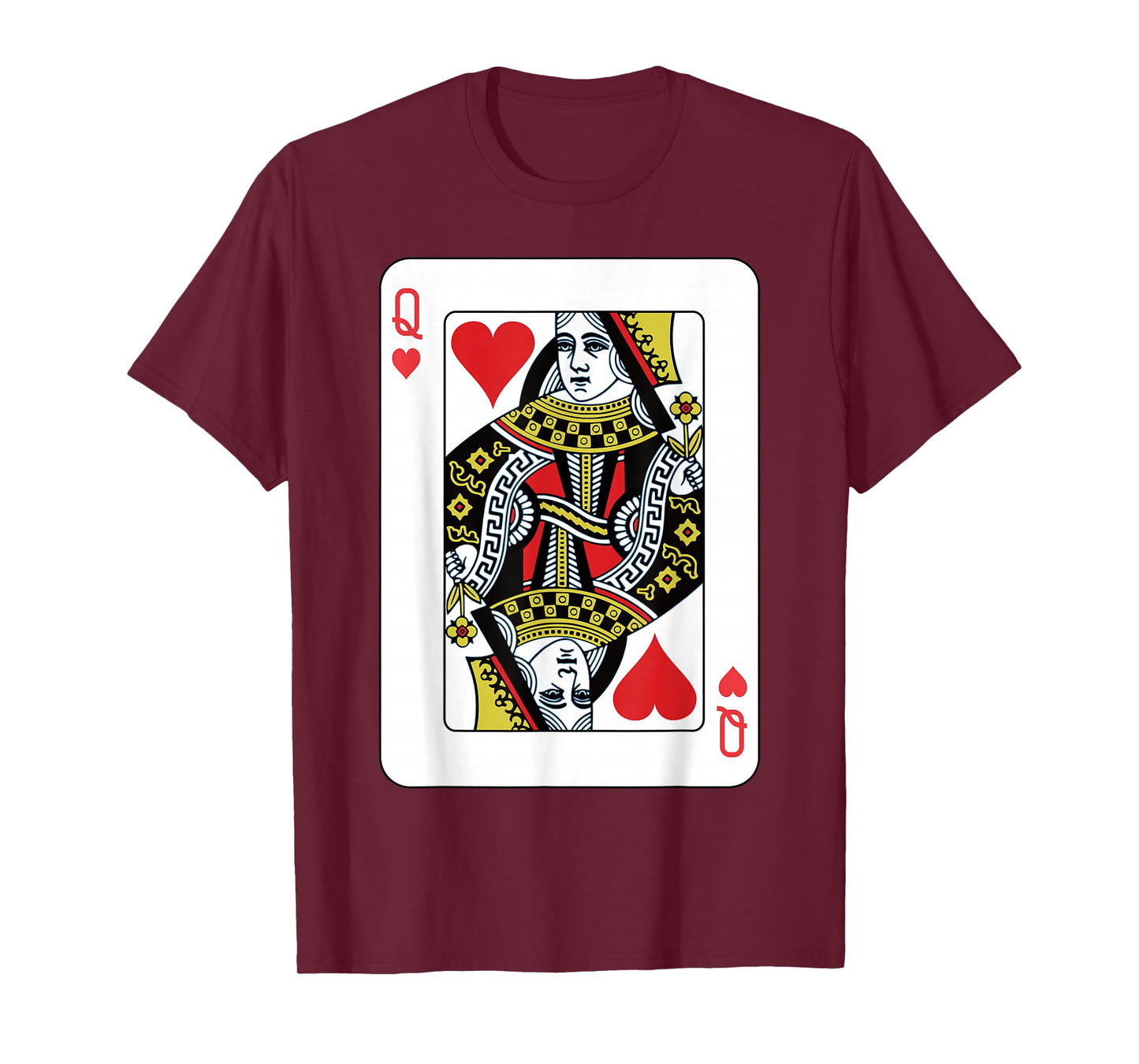 Queen of The Hearts Playing Card Poker T-Shirt Small