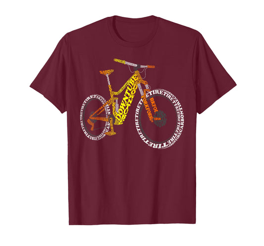 Bicycle Anatomy Mountain Bike MTB Parts Funny Biker Rider T-Shirt
