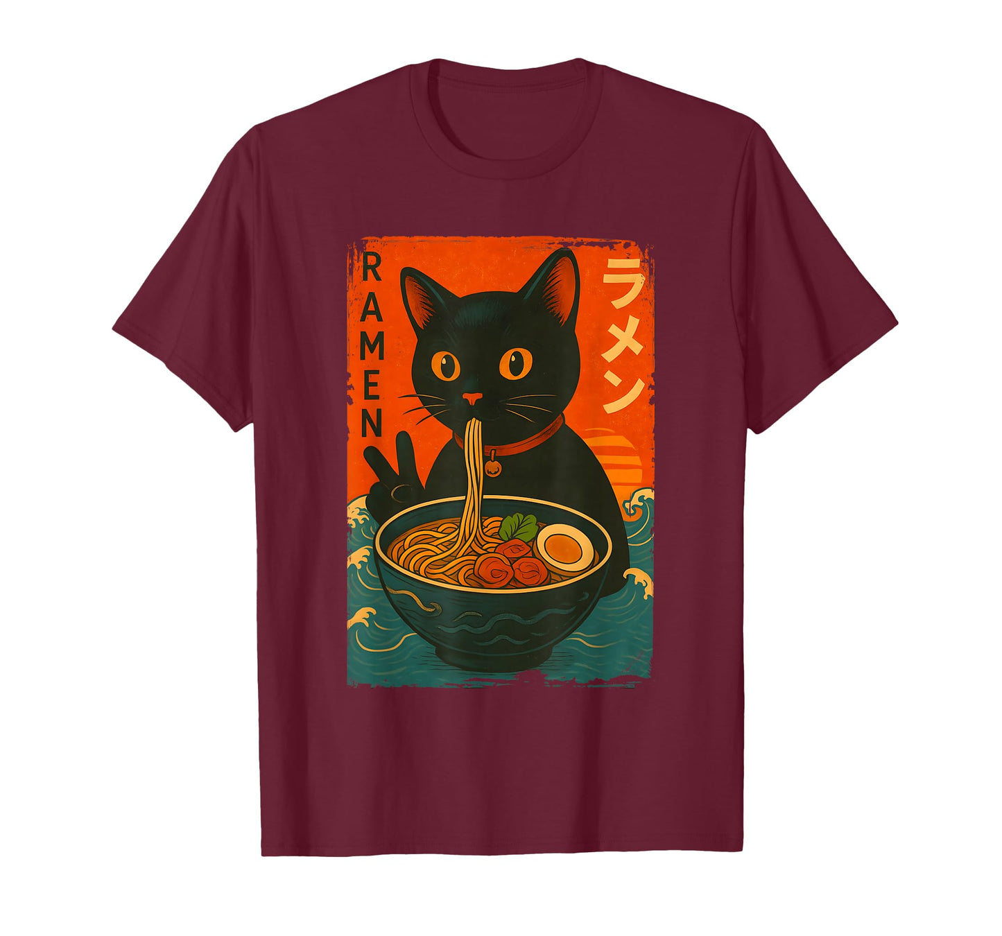 Kawaii Retro Japanese Cat Ramen Noodles Manga Anime Cats T-Shirt