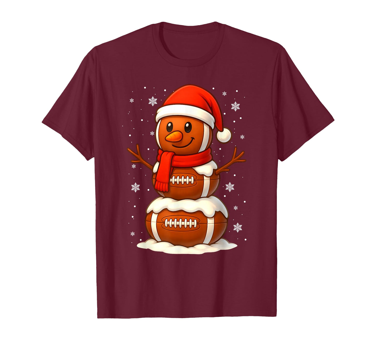 Merry Christmas Football Snowman Holiday Sports Xmas Pajamas T-Shirt