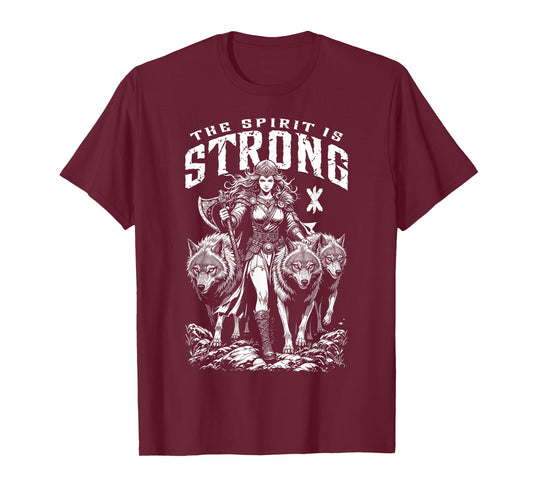 Viking Woman Shield Maiden Strong Norse Spirit Wolf Pack T-Shirt