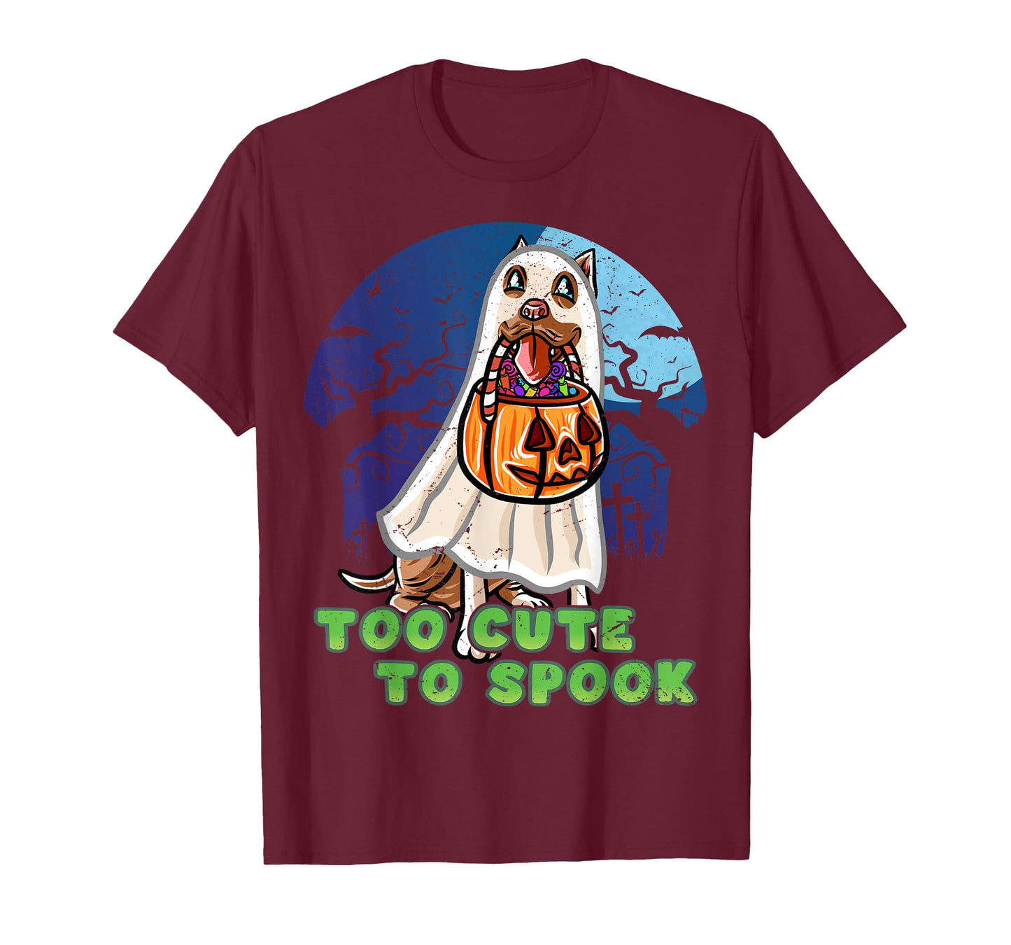 Pitbull Pittie Happy Halloween Costume Ghost T-Shirt