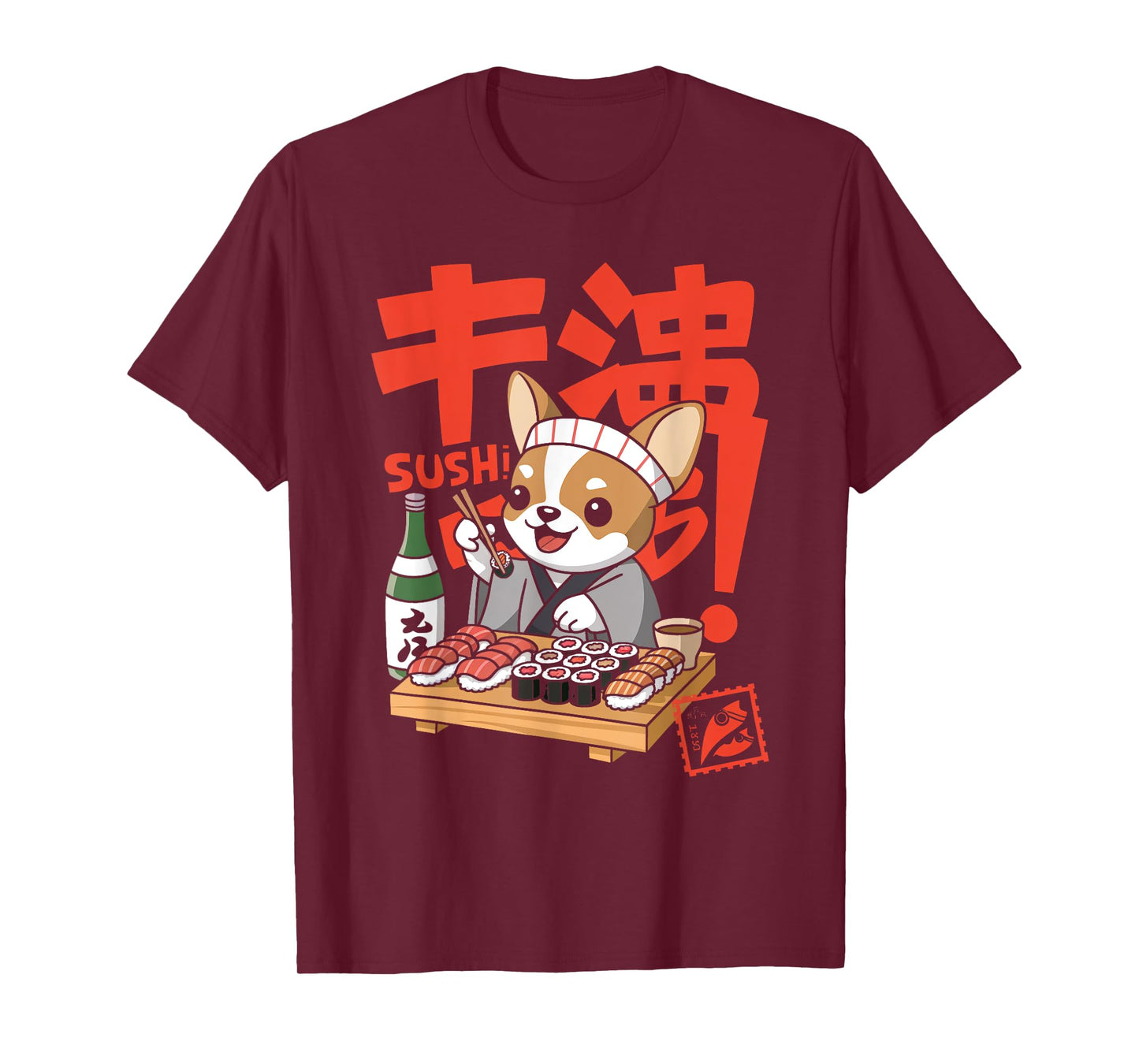 Japanese Chihuahua Dog Eating Sushi Chef Kawaii Ramen Anime T-Shirt