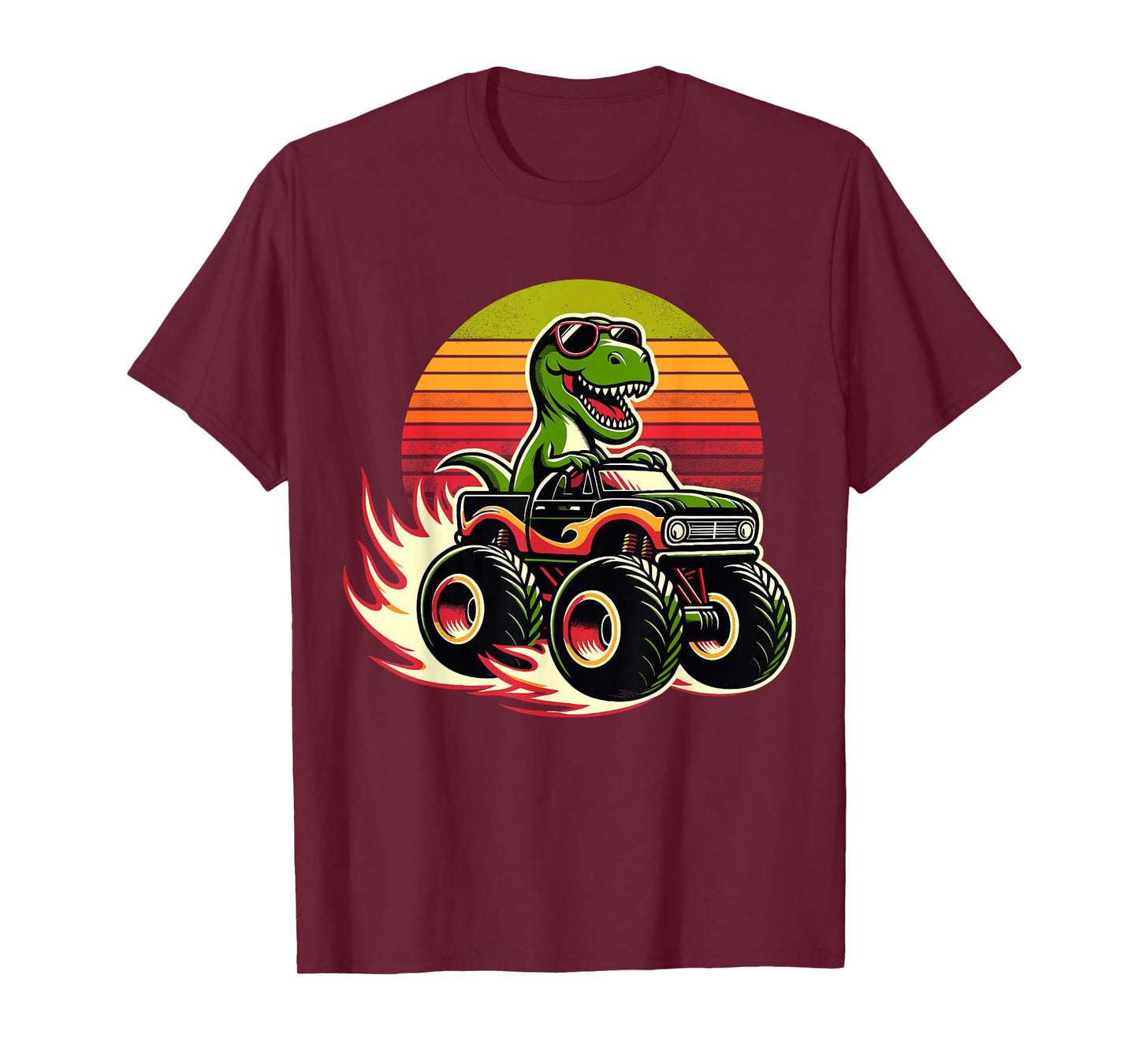 Dinosaur Sunglasses Retro Monster Truck T-Shirt