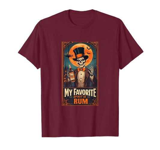 My Favorite Spirit Is Rum Skull Spooky Ghost Halloween T-Shirt