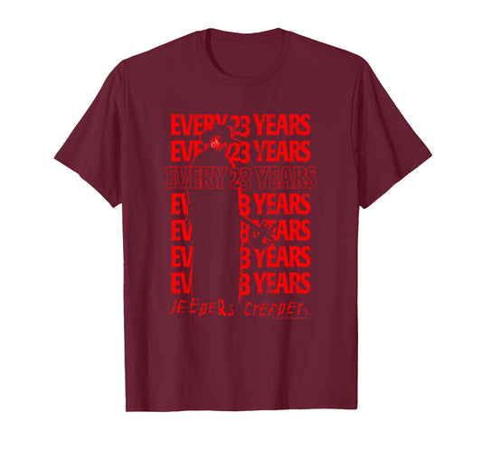 Jeepers Creepers Halloween Every 23 Years Red Vintage Stack T-Shirt