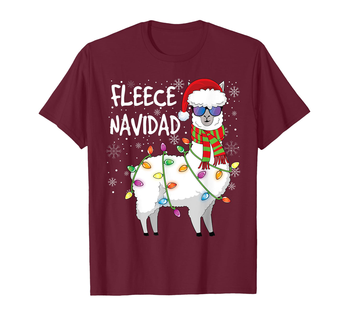 Fleece Feliz Navidad Shirt Llama Christmas T-Shirt
