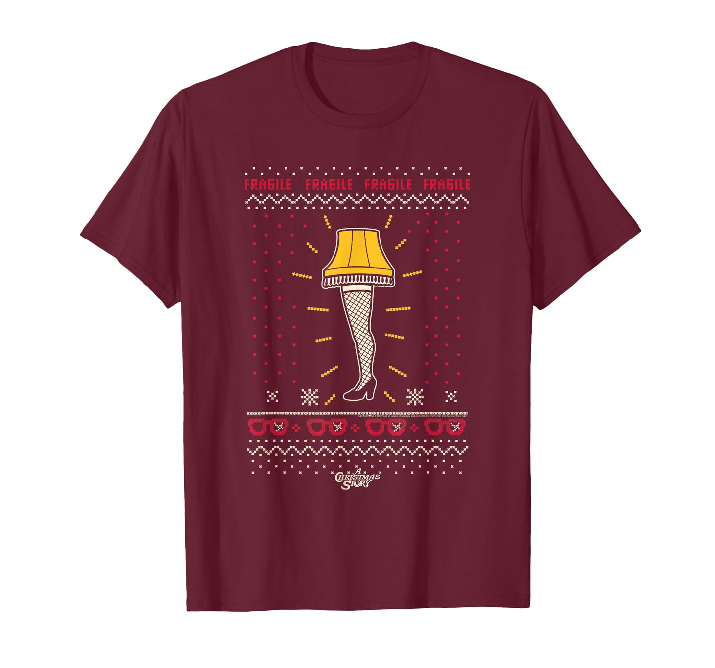 A Christmas Story Fragile Leg Lamp Sweater Print Xmas Movie T-Shirt
