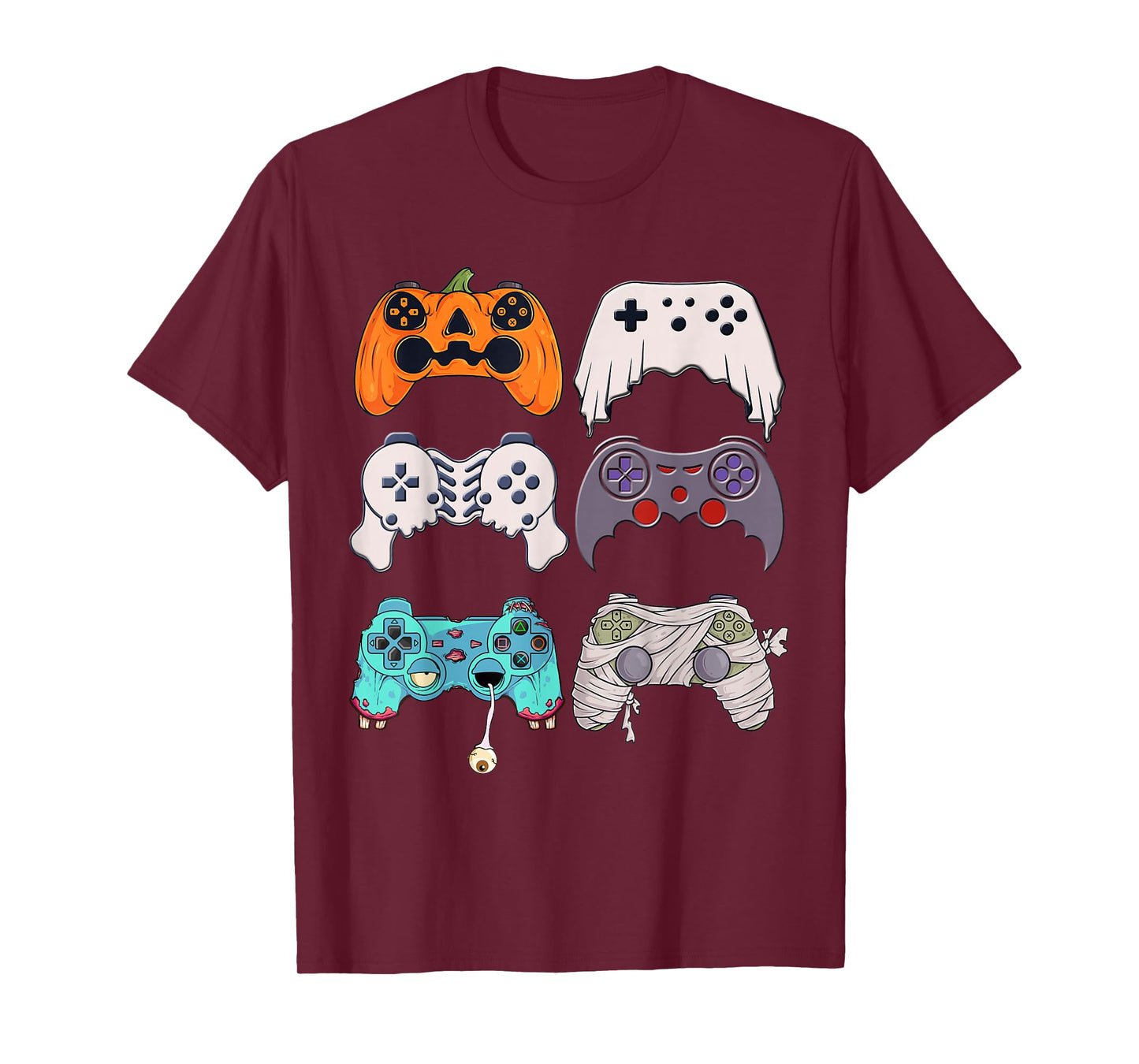Halloween Skeleton Zombie Gaming Controllers Mummy Boys Kids T-Shirt