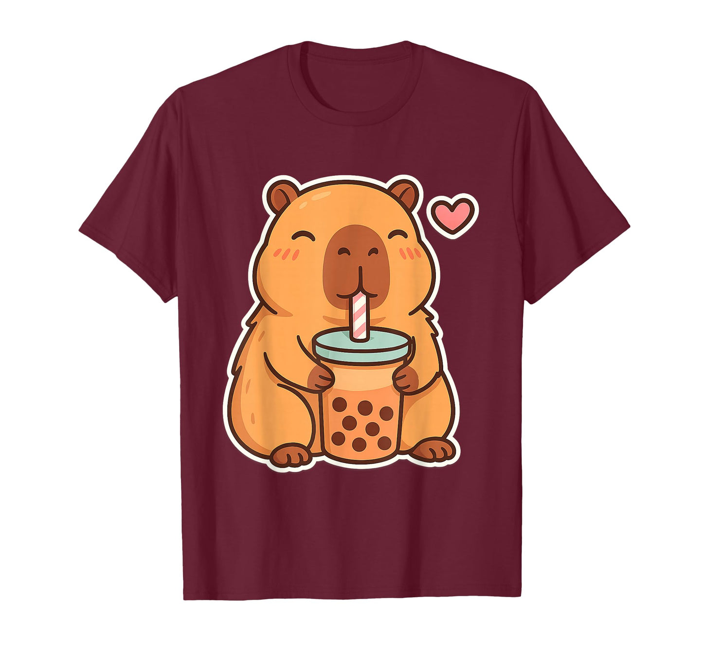 Cute Anime Capybara Kawaii Drinking Bubble Tea Lover Girls T-Shirt