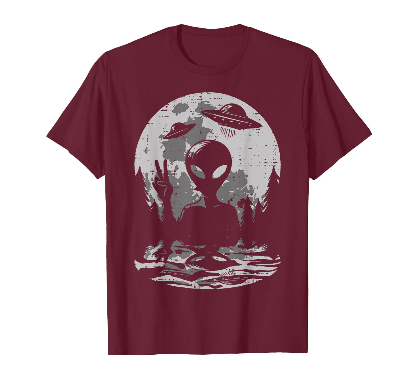 Alien Peace Ufo Moon Space Flying Saucer Men Women Kids Teen T-Shirt