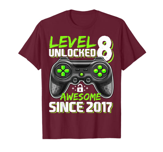 8th Birthday Boy Level 8 Gamer 8 Year Video Game Party T-Shirt