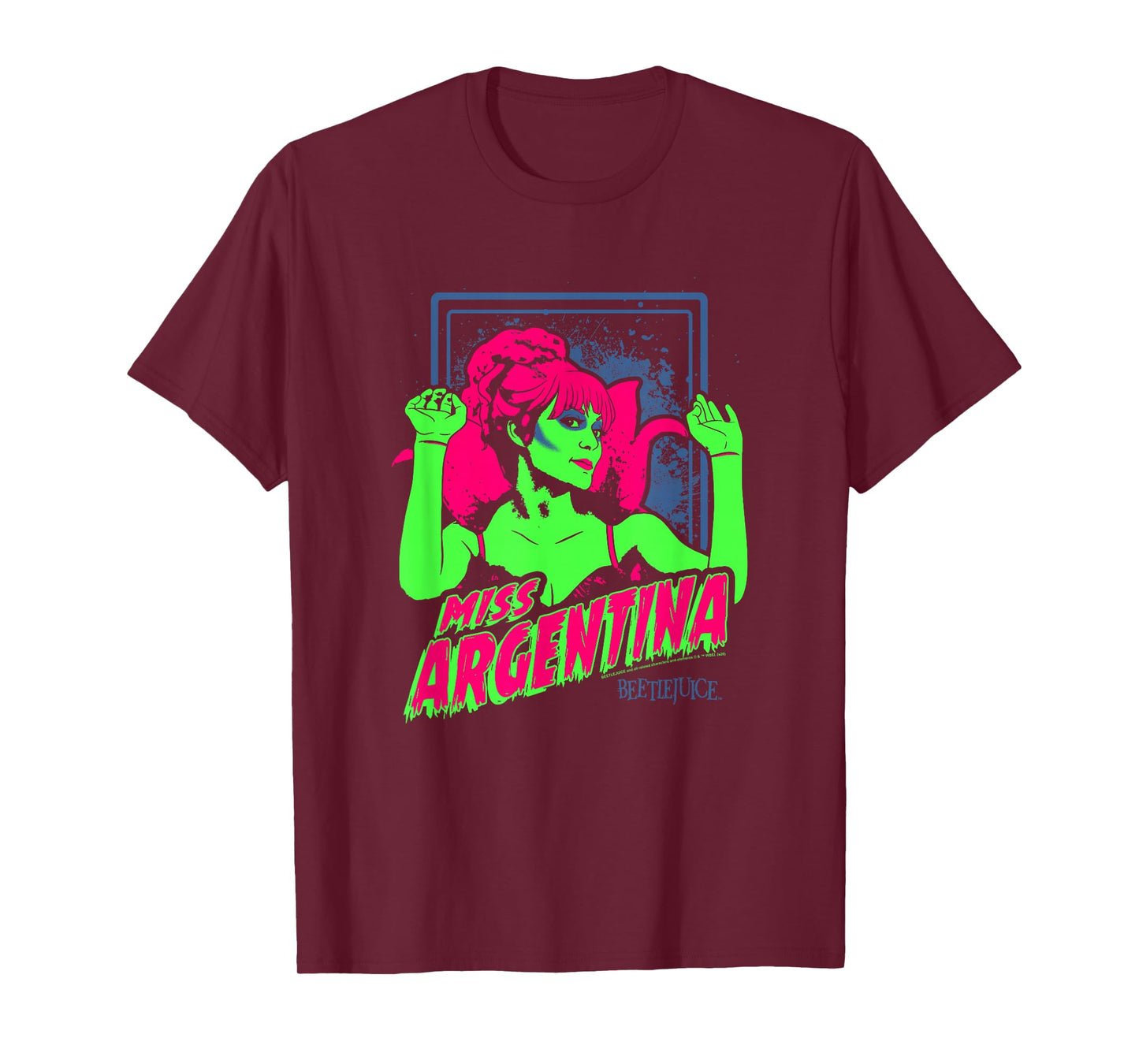 Beetlejuice Neon Vintage Miss Argentina Scary Poster T-Shirt